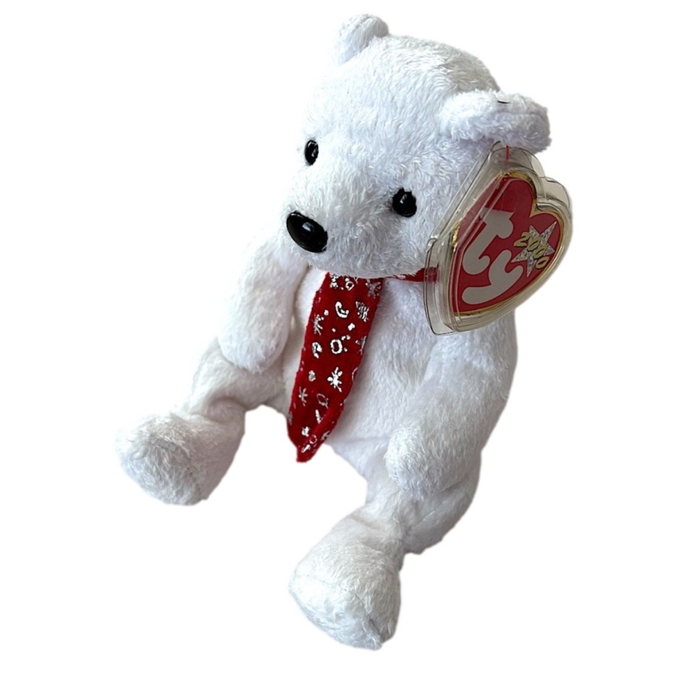 Vintage Y2K TY Beanie Baby 2000 Holiday Teddy Wearing Red Scarf Collection